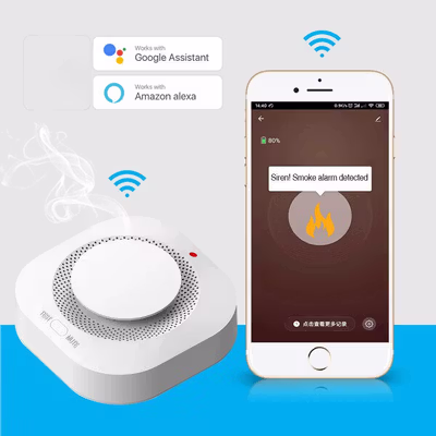 XIMIJI Smoke Detector Alat Pendeteksi Asap Kebakaran Tuya App 85dB Wi-Fi - PG-S11 - White — gambar 1