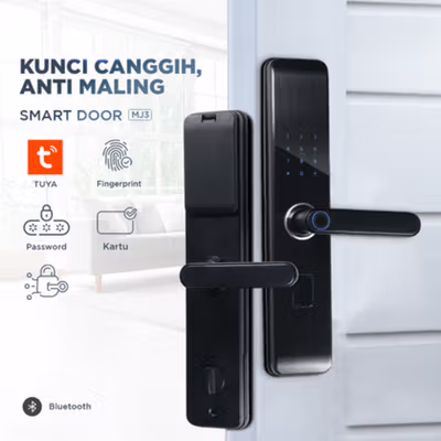 YONGLISHUN Smart Door Lock Fingerprint Password Card Bluetooth TUYA - MJ3 - Black — gambar 1