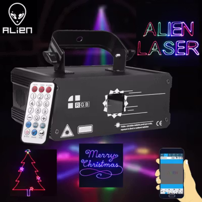 Alien Lampu Proyektor Disco RGB Animation Laser Bluetooth DMX512 500mW - F6A - Black — gambar 1