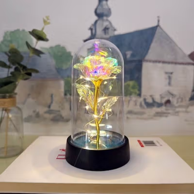 BOFEI Lampu Meja Hias LED Mawar Beauty and The Beast Warm White - BF01 - Golden