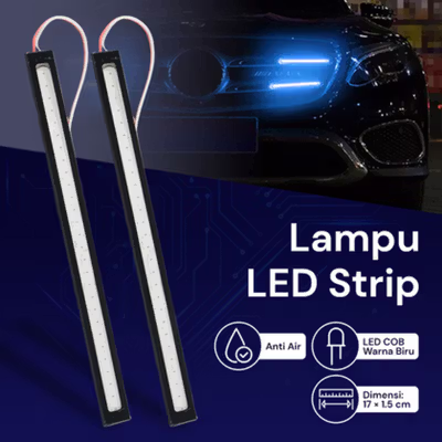 DIY Lampu LED Strip DRL Otomotif Waterproof DC 12V 17cm 2 PCS - COB-17 - Blue