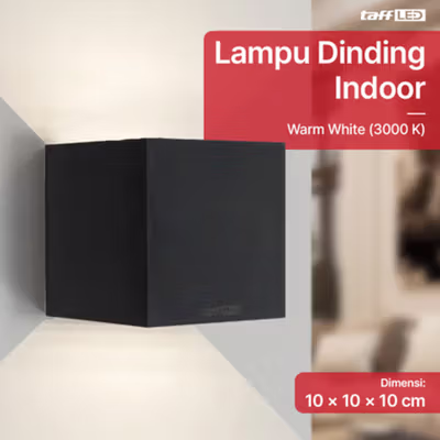 TaffLED Lampu Dinding Hias LED Indoor Square Plastic Warm White 6W - BD80 - Black