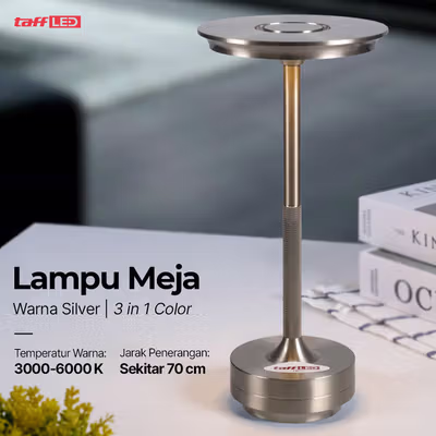 TaffLED Lampu Meja Hias Desk Lamp Restaurant Bar USB 3in1 Color - TW54 - Silver — gambar 1