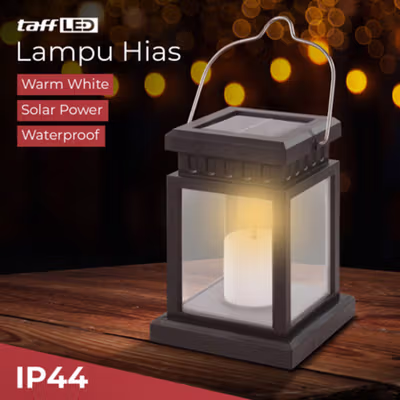 TaffLED Lampu Taman Hias Lentera Solar Power Waterproof Warm White - EM301 - Black