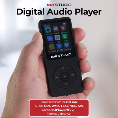 TaffSTUDIO MP3 Digital Audio Player 1.8 Inch - ZY418 - Black