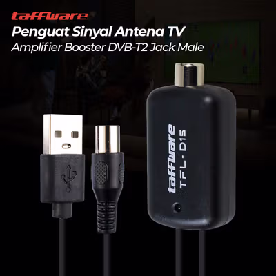 Taffware Penguat Sinyal Antena TV Amplifier Signal Booster DVB-T2 - TFL-D15 - Black — gambar 1