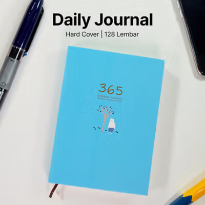 DingDongTu Buku Diary 365 Hari Daily Journal Hard Cover 128 Lembar - DDT-4083 - Sky Blue
