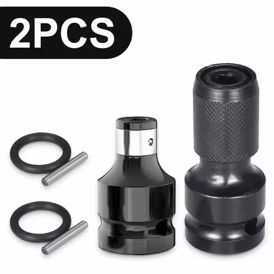 FTCL Adapter Impact Wrench Mix 1/2 Inch Square to 1/4 Inch Hex 2 PCS - FT1214 - Black
