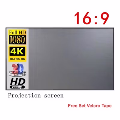 TaffSTUDIO Kain Layar Proyektor Anti-Light Ambient Screen Curtain 16:9 72 Inch - L21 - Silver — gambar 1