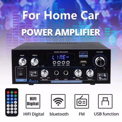 Dreamburgh Audio Amplifier Bluetooth HiFi 2 Channel Output 900W - AK55 - Black — gambar 1