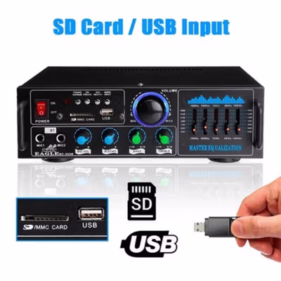 EAGLE Audio Amplifier Bluetooth HiFi SD Card USB Dual Mic 160W - AV-016BT - Black — gambar 1