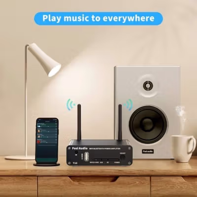 Fosi Audio WiFi & Bluetooth 5.0 Amplifier 2 CH with Remote - T10 - Black
