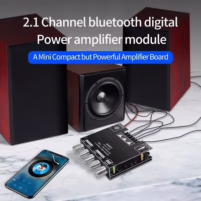 HongX Audio Amplifier Bluetooth 5.0 AUX 2.1 Channel Subwoofer - ZK-MT21 - Black