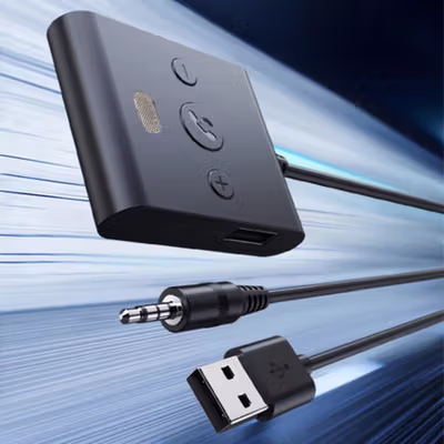Kebidumei Car Audio Bluetooth Receiver Adapter USB AUX with Mic - B61 - Black
