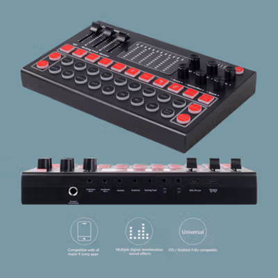 TaffSTUDIO Mixer USB Sound Card Broadcast Bluetooth Special Effect - M9 - Black