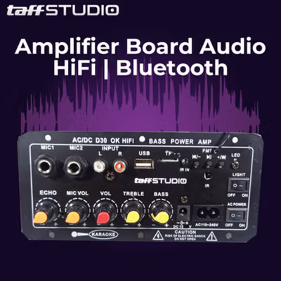 TaffSTUDIO Amplifier Board Audio Bluetooth USB Subwoofer DC 12V - D30 - Black