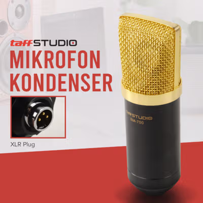 TaffSTUDIO Mikrofon Kondenser XLR Condenser Microphone Studio Podcast - BM-700 - Black