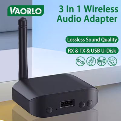 VAORLO Audio Adapter Bluetooth Transmitter Receiver USB 3in1 - B56 - Black