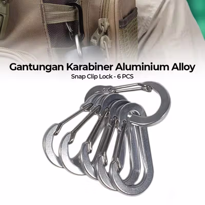 ACOMS Gantungan Carabiner Aluminium Alloy Snap Clip Lock 6 PCS - CC1 - Silver