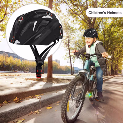 BIKEBOY Helm Sepeda Scooter Anak Tail Light Bicycle Helmet 14 Air Vent - K10 - Black