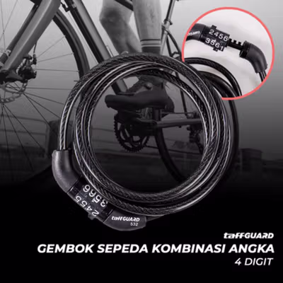 TaffGUARD Kunci Gembok Sepeda Kabel Waterproof Password 4 Digit 1M - GT32 - Black
