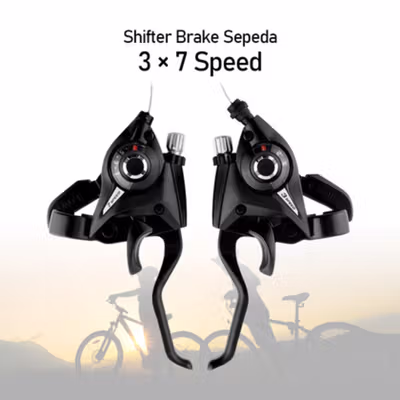 TaffSPORT Shifter Brake Operan Gigi Sepeda 3x7 Speed 2 PCS - Black