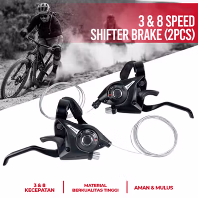 TaffSPORT Shifter Brake Operan Gigi Sepeda Universal 3x8 Speed 2 PCS - EF51 - Black