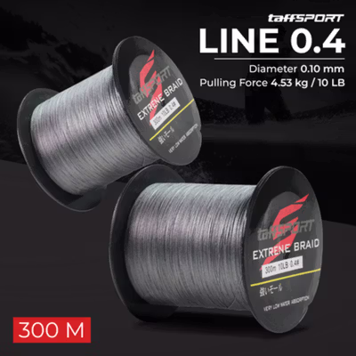 TaffSPORT Senar Benang Tali Pancing Extreme Braid 0.4 300M - FM-PEL - Gray