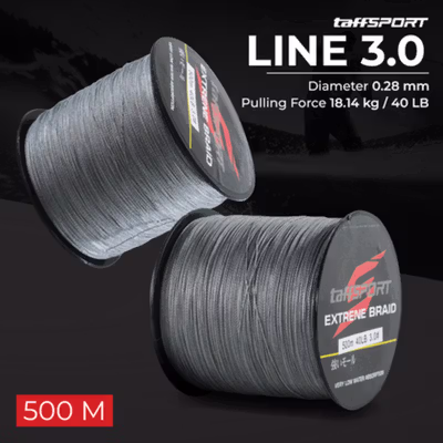 TaffSPORT Senar Benang Tali Pancing Extreme Braid 3.0 500M - FM-PEL - Gray