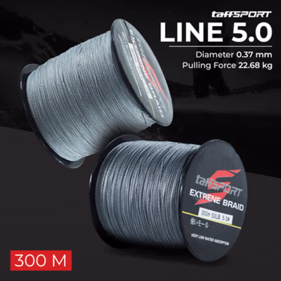 TaffSPORT Senar Benang Tali Pancing Extreme Braid 5.0 300M - FM-PEL - Gray