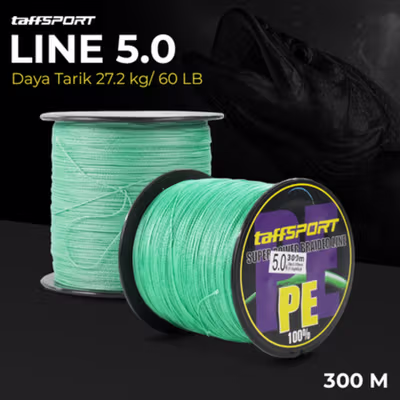 TaffSPORT Senar Tali Benang Pancing Fishing Line PE Braided 300M 5.0 - TF102 - Green