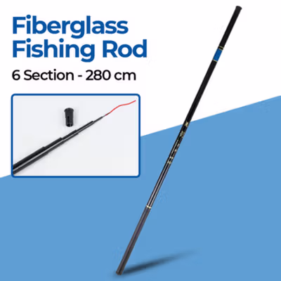 TaffSPORT Tongkat Pancing Fiberglass Fishing Rod 280cm 6 Section - Black