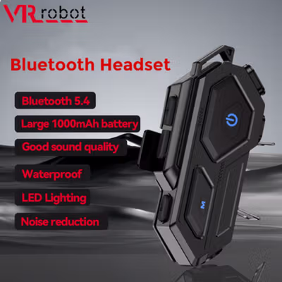 VR Robot Headset Helm Bluetooth Handsfree Call IP65 1000mAh - C8 - Black