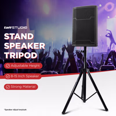 TaffSTUDIO Floor Tripod Stand Speaker Audio System 8-15 Inch 1.8M - SPS-502M - Black