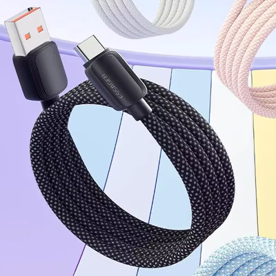 ESSAGER Kabel Data USB Type C Fast Charging Braided 100W 7A 3M - ES-X46 - Black