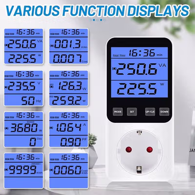 FIDEM Stop Kontak Watt Meter Overload Cost Alarm Digital Display - PM07 - White