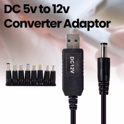 Taffware USB Converter Adaptor Power Boost DC 5V to 12V 1A 1M 8 Head - ST01 - Black