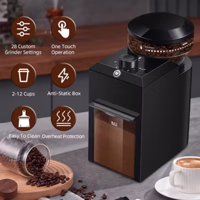 Trieste Penggiling Kopi Elektrik Coffee Bean Grinder 28 Level - CBG-8001 - Black