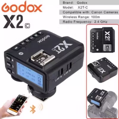 Godox Wireless Camera Flash Trigger Bluetooth 2.4GHz for Kamera Canon - X2T-C TTL - Black — gambar 1