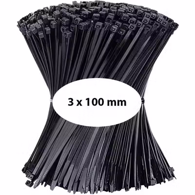 TaffGUARD Kabel Ties Nilon Cable Organizer Heatproof 3x100mm 1000 PCS - LW31 - Black