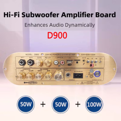 WOOPKER Amplifier Board Audio Bluetooth USB 2.1 Channel 12-24V - D900 - Golden