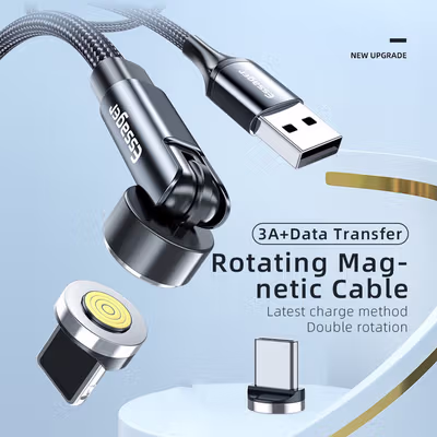 ESSAGER Kabel Data USB Type C Magnetic Rotatable 3A 1M - ES-X33 - Gray