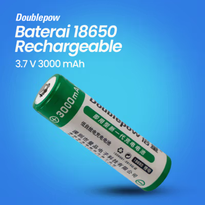 Doublepow Baterai Isi Ulang 18650 Li-Ion Button Top 3000 mAh 3.7V - DP18650 - White
