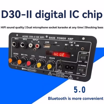 TaffSTUDIO Amplifier Board Audio Bluetooth USB 2.1 Channel 12V - D30-II - Black