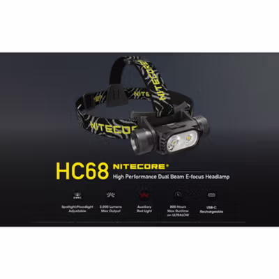 NITECORE Headlamp Senter Kepala SST-40-W LED 2000 Lumens IP68 - HC68 - Black