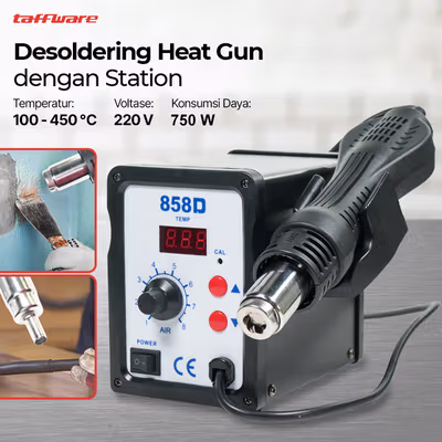 Taffware 858D Desoldering Heat Gun dengan Station 220V 750W - Black