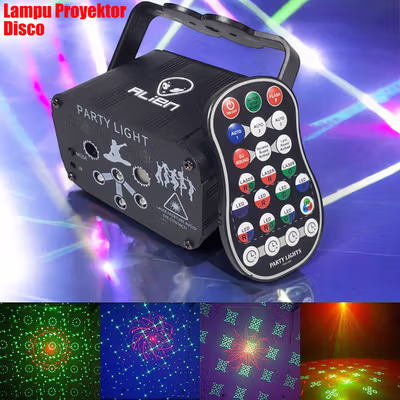 ALiEN Lampu Sorot Proyektor Disco Laser LED RGB 5W with Remote Control - AL16B - Black
