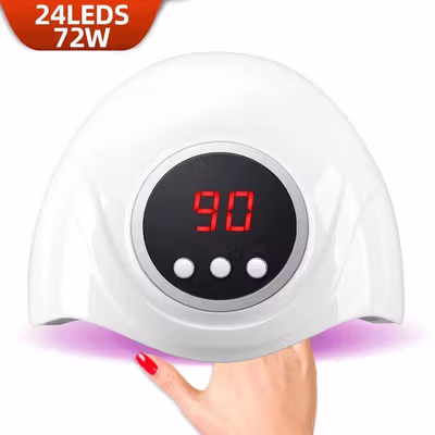 SUN Pengering Kutek UV Lamp Nail Dryer Sensor LCD Display 72W 24 LED - S4 - White — gambar 1