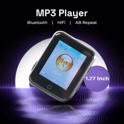 Worallymy MP3 Digital Audio Player Bluetooth HiFi AB Repeat 1.77 Inch - ATJ2117D - Black