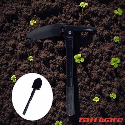 Taffware Sekop Lipat Camping Pacul Portable Kompas Survival 41.5cm - T-3 - Black